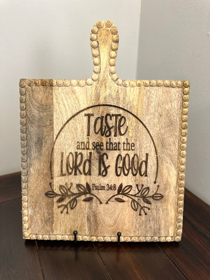 Square Beaded Serving Board with Handle