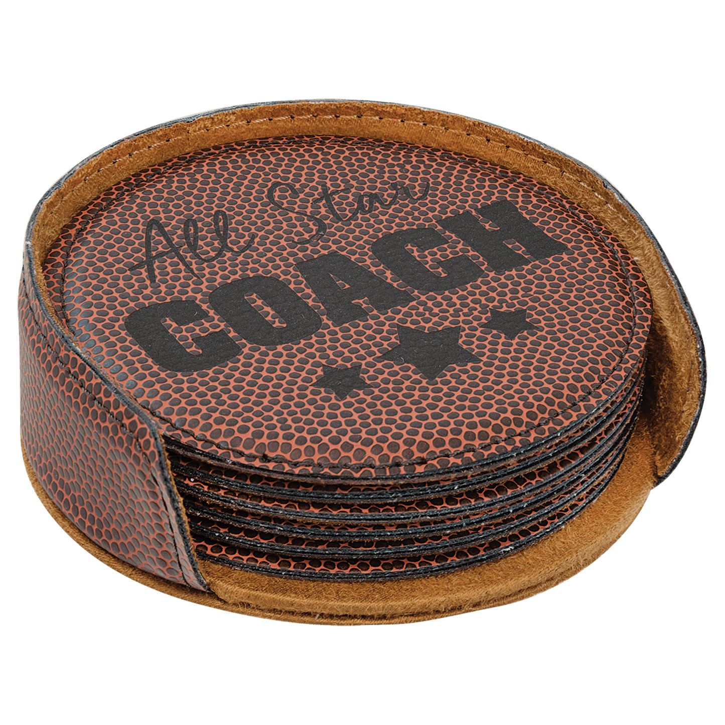 Round Laserable Leatherette 6-Coaster Set