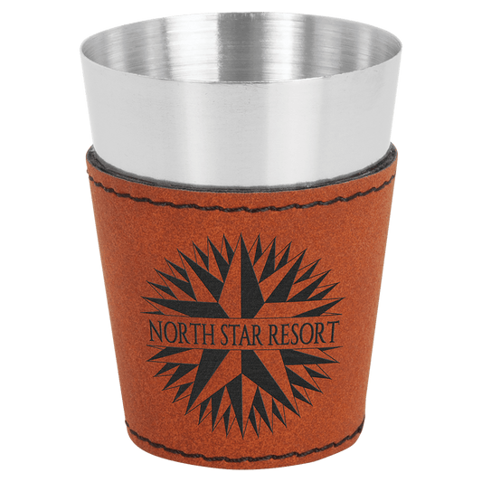 2oz Stainless Steel Shot Glass with Leatherette