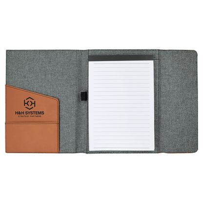 7" x 9" Personalizable Leatherette / Canvas Portfolio with Notepad
