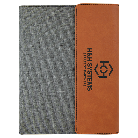 7" x 9" Personalizable Leatherette / Canvas Portfolio with Notepad