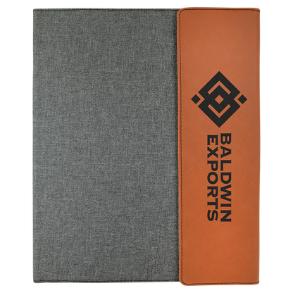 9 1/2" x 12" Personalizable Leatherette / Canvas Portfolio with Notepad
