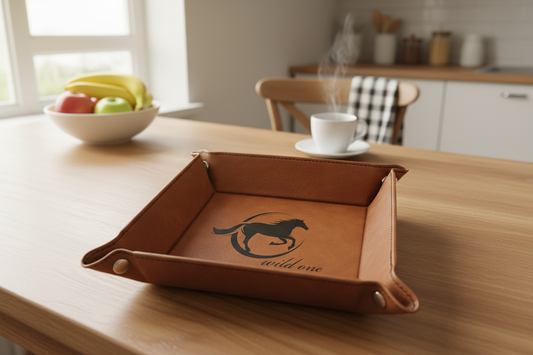Leatherette Snap-Up Catch-All Valet Tray - 6" x 6"