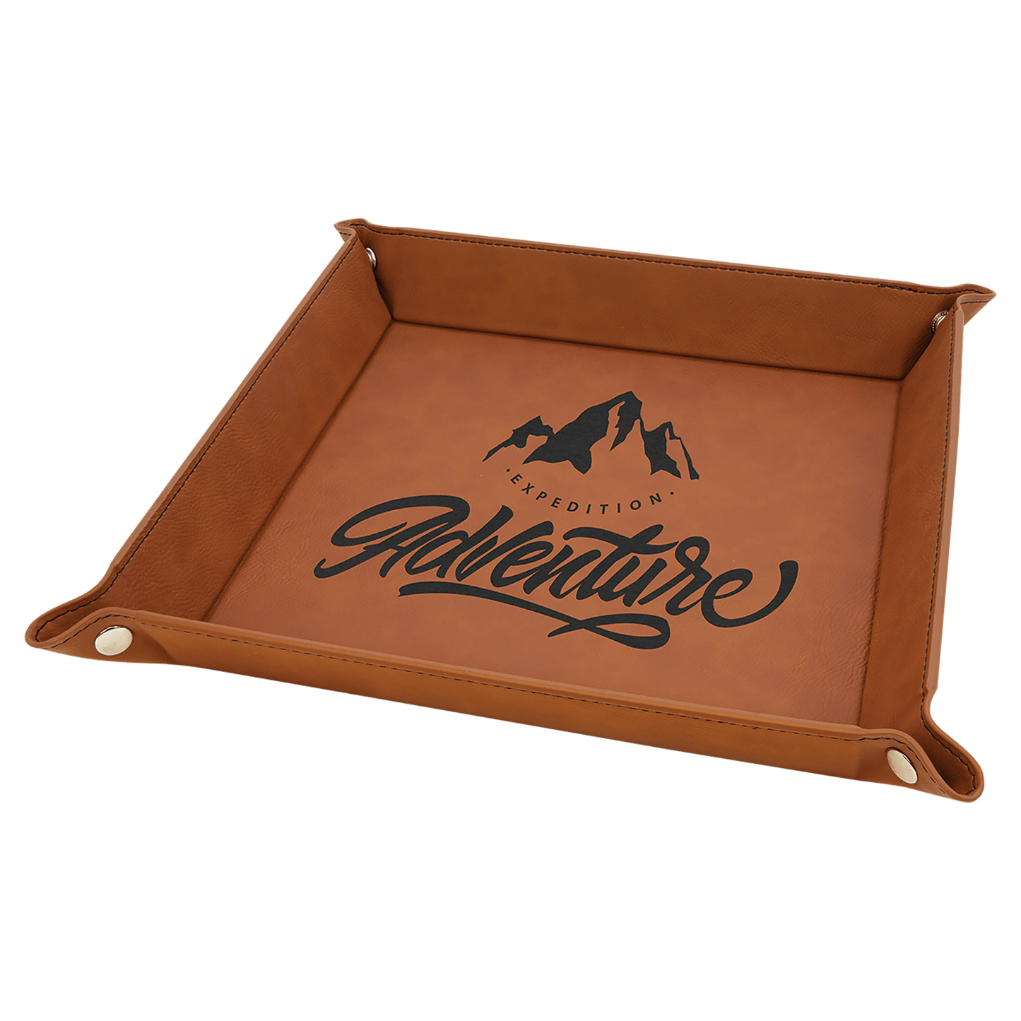 Personalized Father's Day Leatherette Valet Tray - 9" x 9" Snap-Up Catch-All