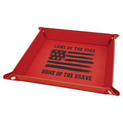Personalized Father's Day Leatherette Valet Tray - 9" x 9" Snap-Up Catch-All