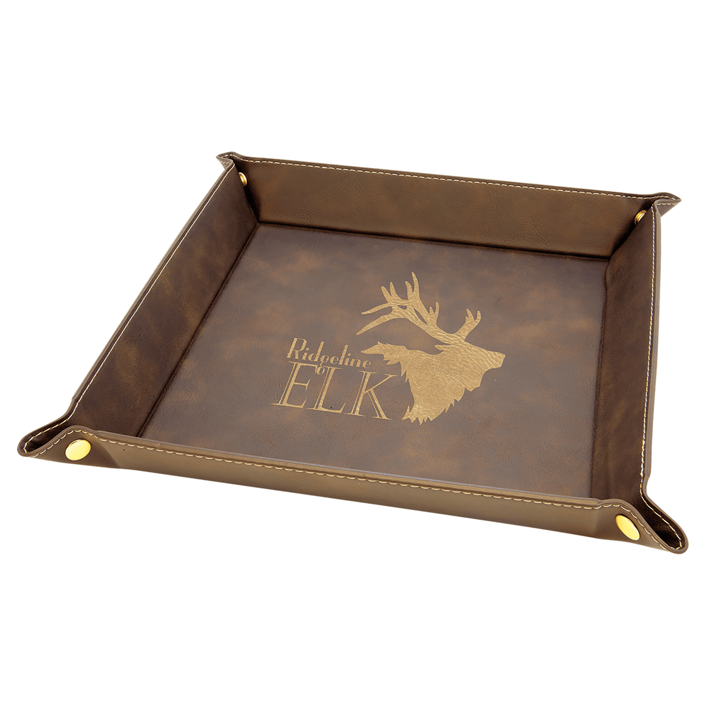 Personalized Father's Day Leatherette Valet Tray - 9" x 9" Snap-Up Catch-All