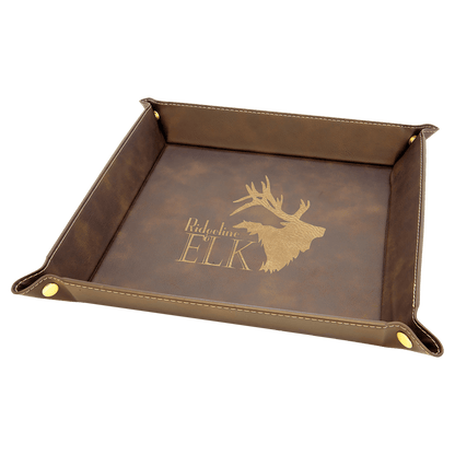 Personalized Father's Day Leatherette Valet Tray - 9" x 9" Snap-Up Catch-All