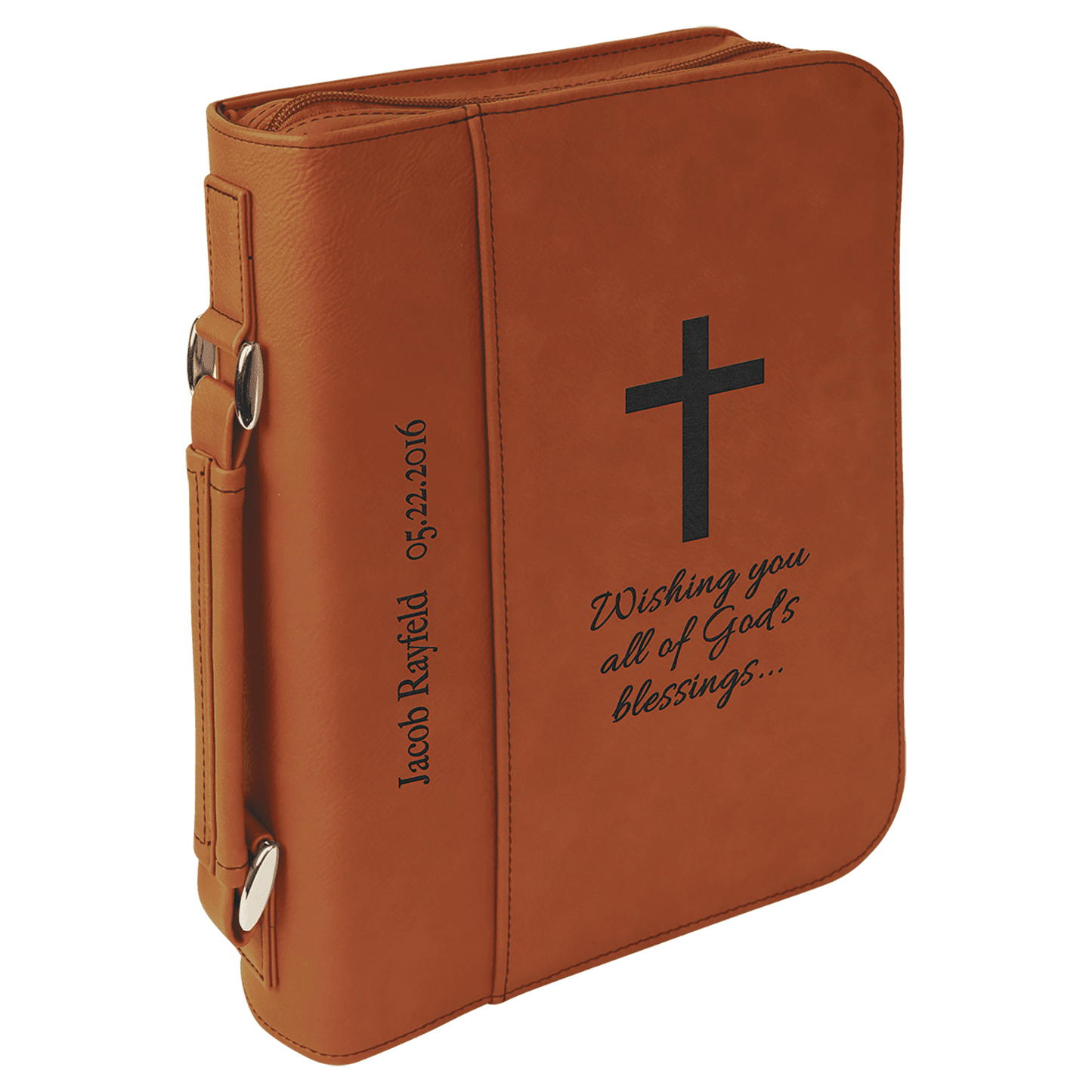 7 1/2" x 10 3/4" Leatherette Book/Bible Cover with Handle & Zipper