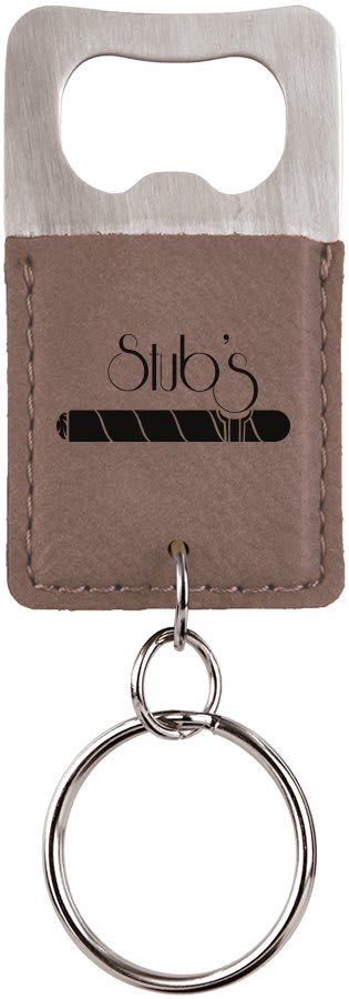 Rectangle Laserable Leatherette Bottle Opener Keychain