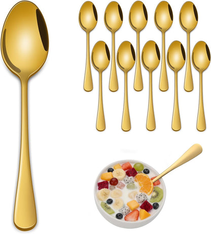 7.3” Elegant Gold Mirror Finish Stainless Steel Spoons – Set of 2