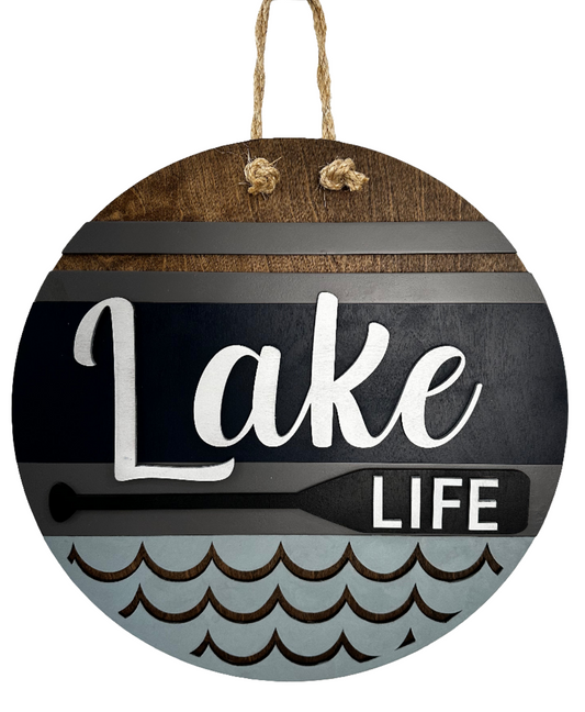 Lake Life Door Hanger | Rustic Lakehouse Welcome Sign