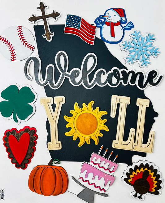 Interchangeable Welcome Sign | Seasonal Home Decor Set