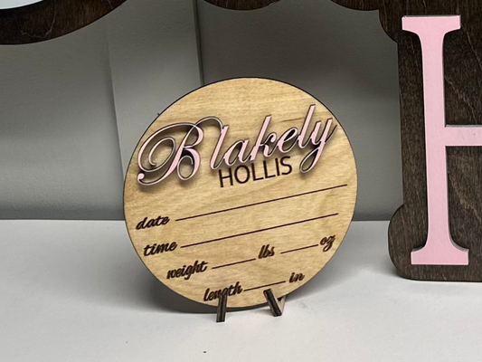 Custom Bassinet Circle Announcement | Baby Announcement Sign