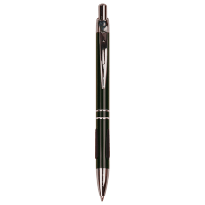Personalized Anodized Aluminum Black Ink Pen with Silver trim & rubber gripper