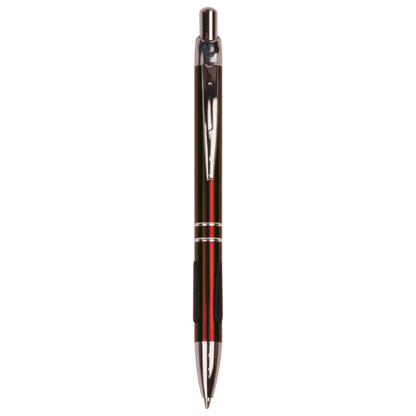 Personalized Anodized Aluminum Black Ink Pen with Silver trim & rubber gripper