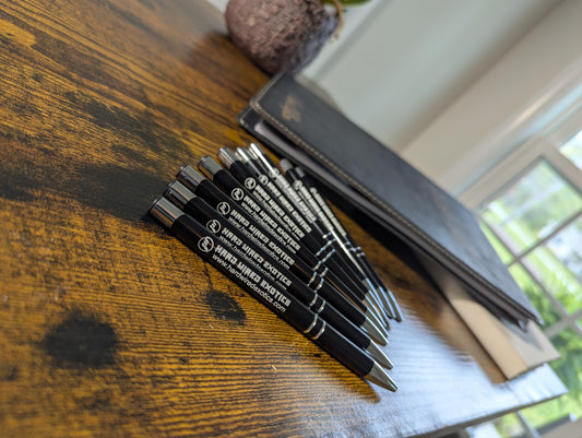 Personalized Anodized Aluminum Black Ink Pen with Silver trim