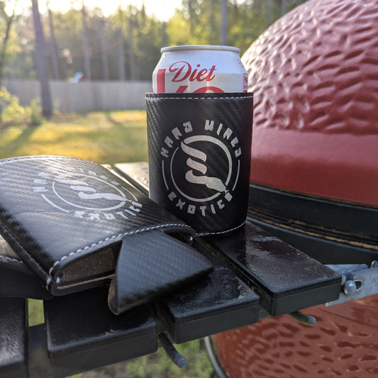 3 3/4" Carbon Fiber Leatherette Beverage Holder / Standard Can Cooler