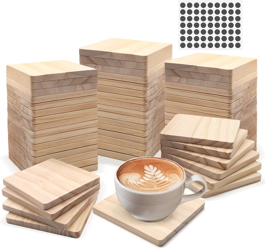 County Themed Wood Coasters for DIY Crafts & Engraving - Set of 4