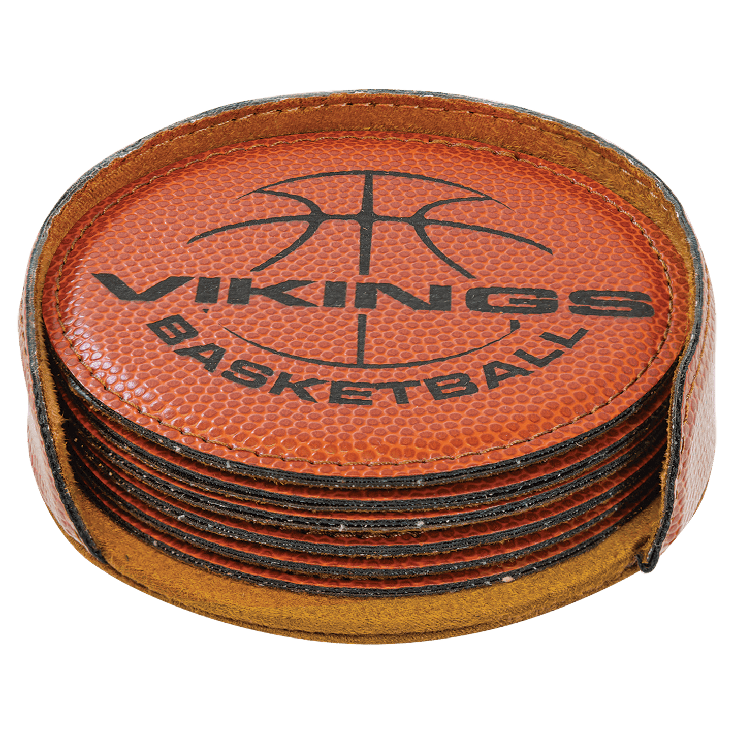 Round Laserable Leatherette 6-Coaster Set