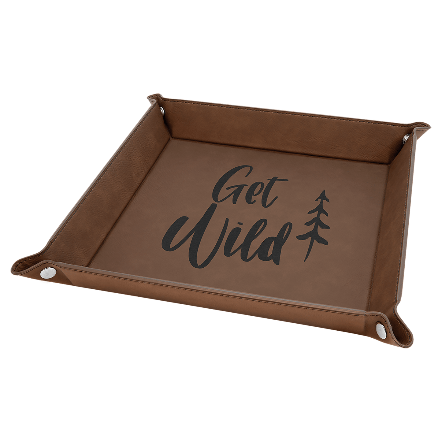 Personalized Father's Day Leatherette Valet Tray - 9" x 9" Snap-Up Catch-All