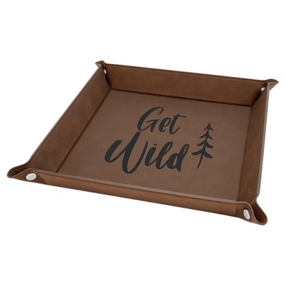 Personalized Father's Day Leatherette Valet Tray - 9" x 9" Snap-Up Catch-All