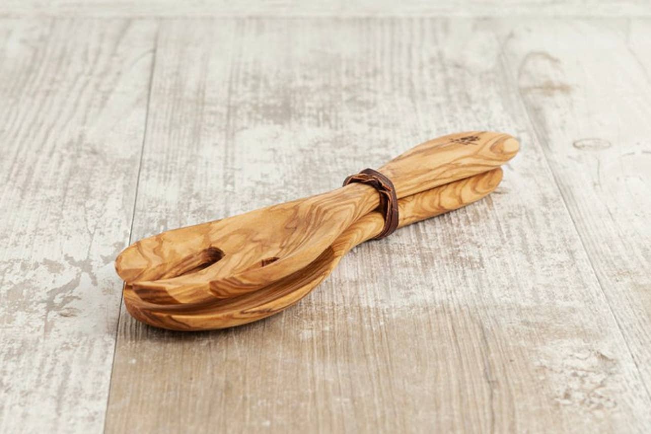 Italian Olivewood Salad Servers – Handcrafted 10" Set
