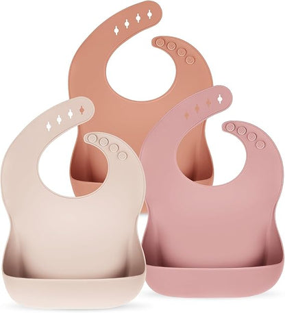 Silicone Bibs - Neutral Colors - BPA-Free & Dishwasher Safe