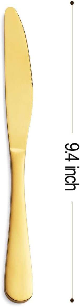 9.4” Satin Finish Matte Gold Stainless Steel Dinner Knives – Set of 2
