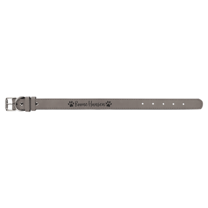 Small 15" x 3/4" Gray Laserable Leatherette Dog Collar