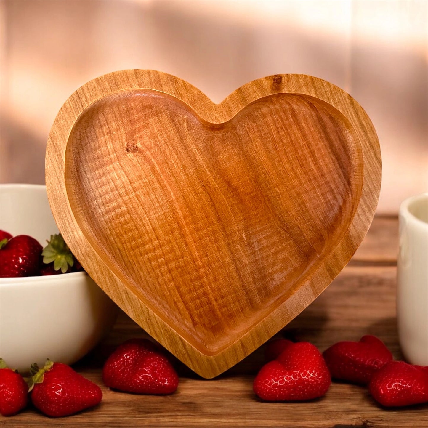 Handcrafted Solid Hardwood Decorative Heart Serving Tray