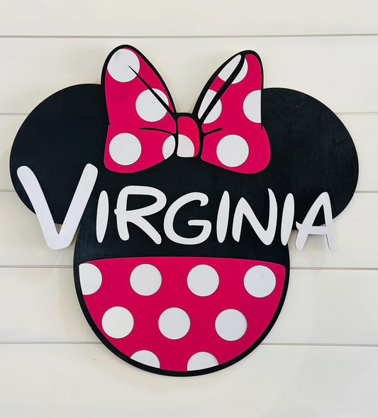 The Mouse Ears Wall Sign - Custom Name Sign for Disney Theme - Minnie Mouse