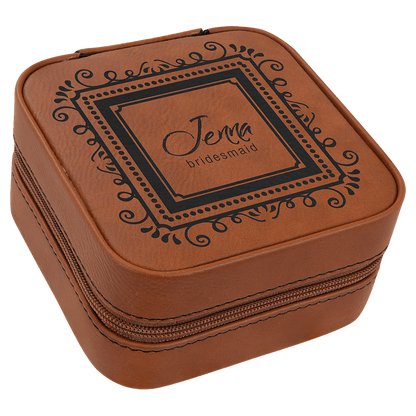 4" X 4" Laserable Leatherette Travel Jewelry Box