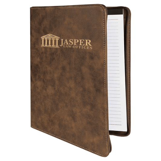 9 1/2" x 12" Laserable Leatherette Portfolio with Zipper and Notepad