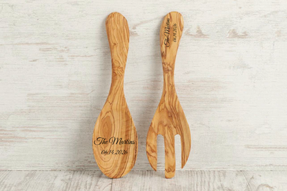 Italian Olivewood Salad Servers – Handcrafted 10" Set