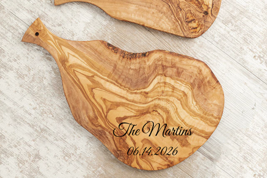 Italian Olivewood Serving Board with Rustic Bark Edge