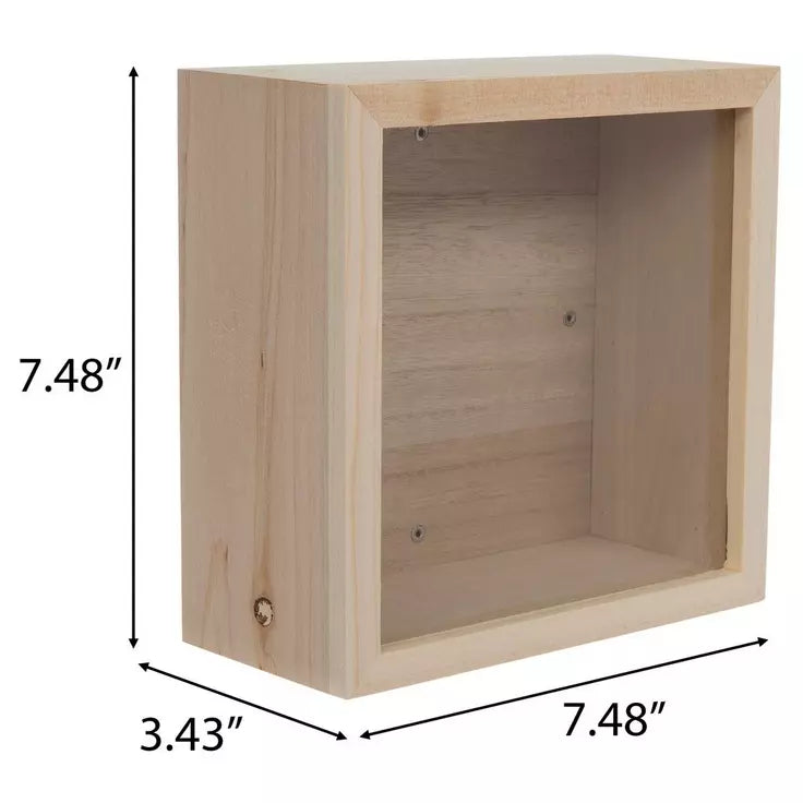 Square Wood Shadow Box – Keepsake Display Frame